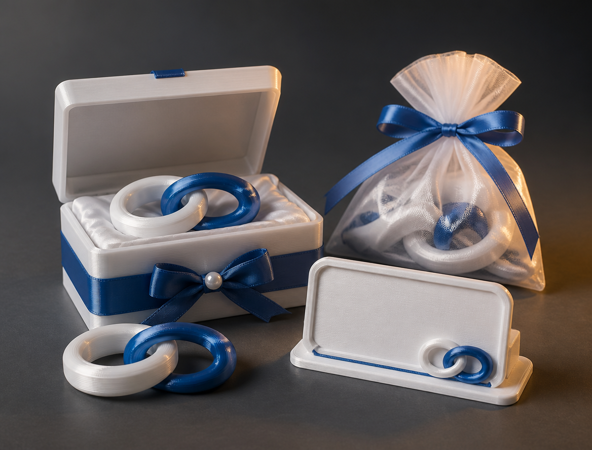 Exemplos de brindes 3D personalizados para casamentos